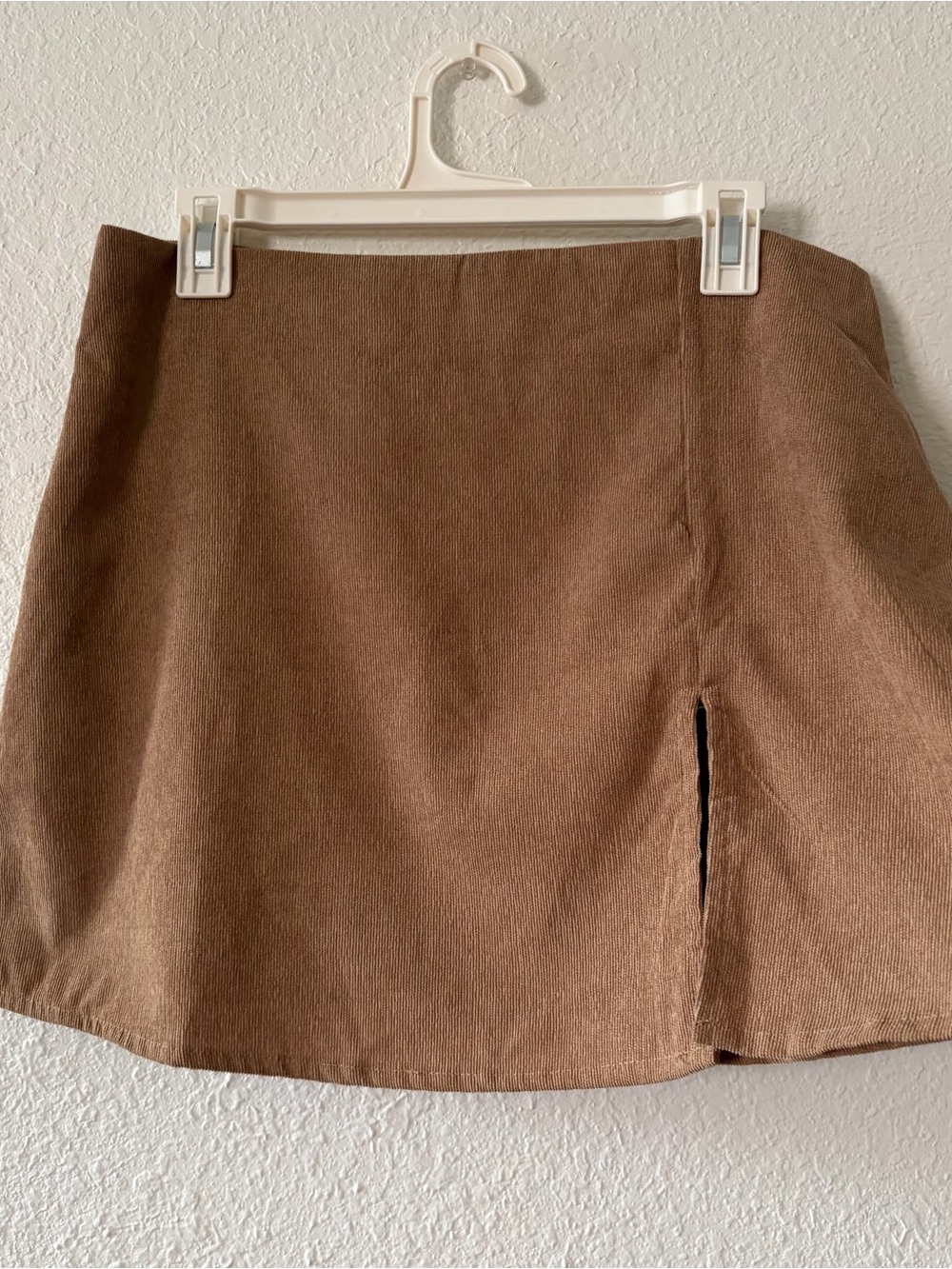 Hyfve woman’s warm Brown Mini Skirt with Front Slit size XL autumn winter chic